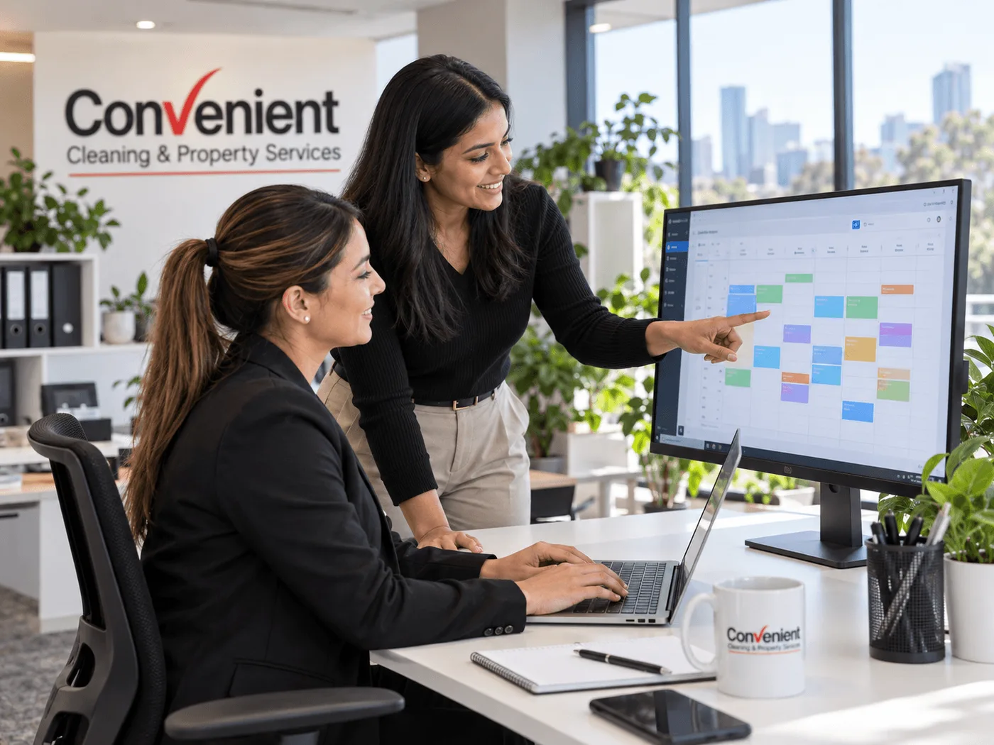 Operations team reviewing the day's job schedule in a Melbourne office