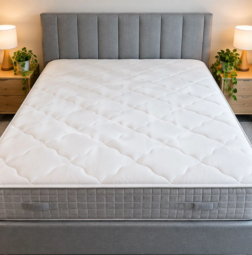 Same mattress restored to an even, bright white after professional cleaning
