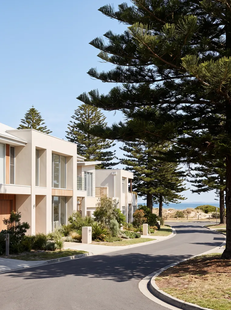 Coastal homes in a bayside Melbourne suburb