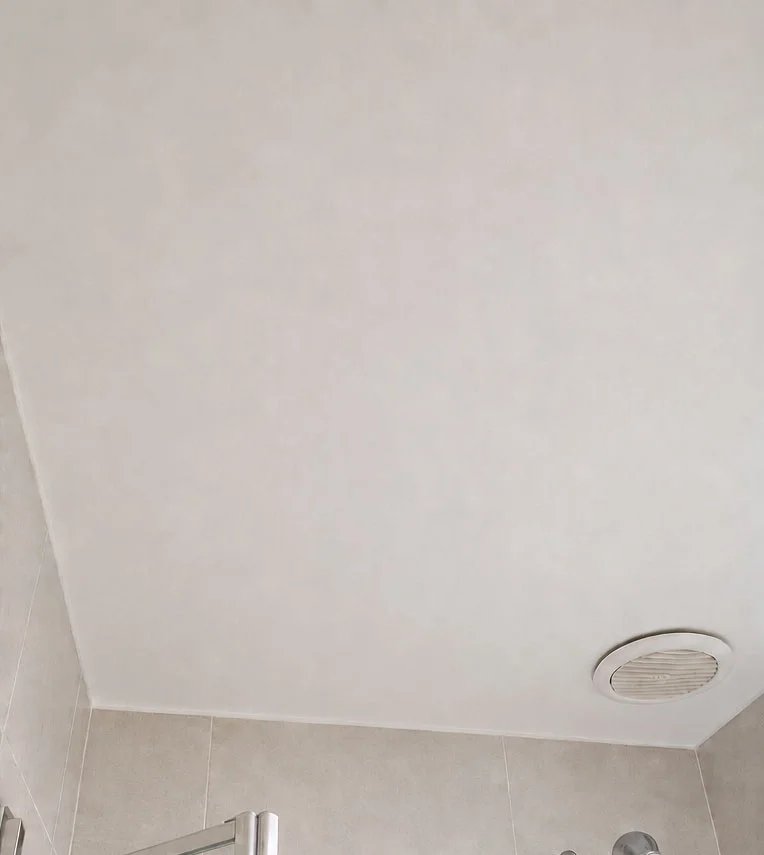 Same bathroom ceiling clean and mould-free after remediation and repainting