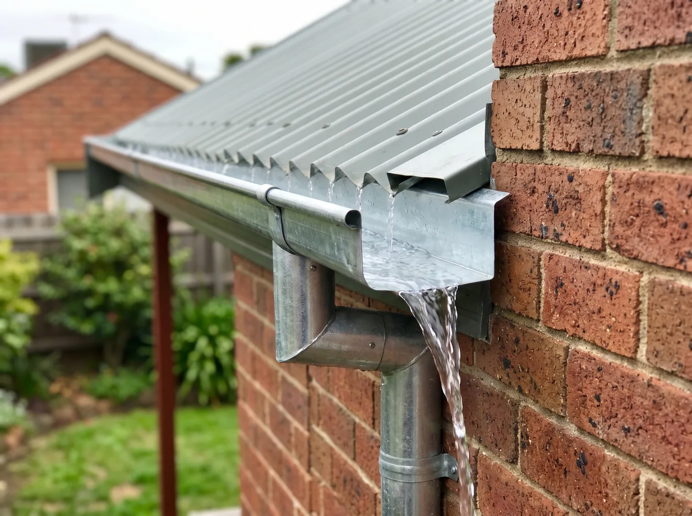 Clean clear gutter and downpipe on a Melbourne home after service