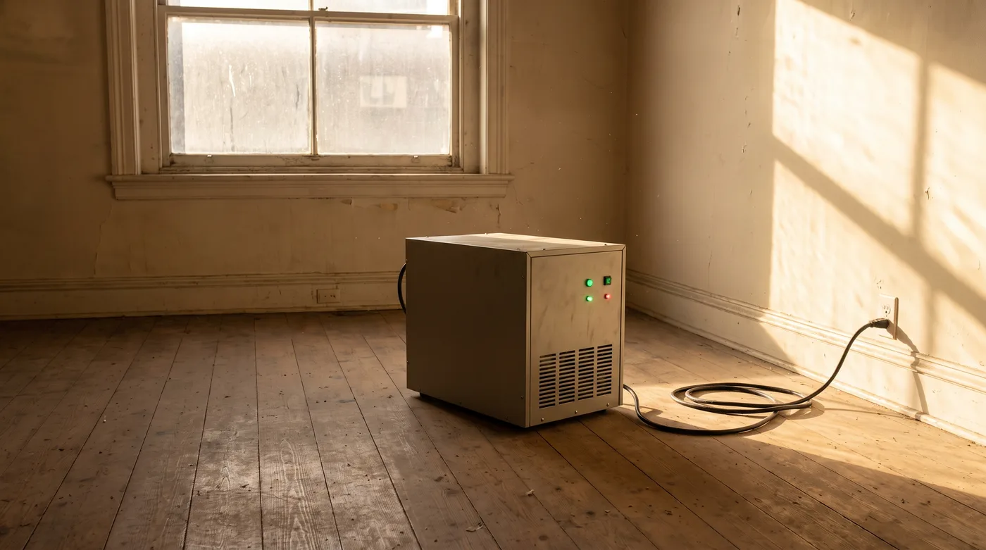 Hydroxyl generator running in an empty room during odour treatment
